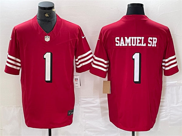  Men's San Francisco 49ers #1 Deebo Samuel Sr Nike Scarlet Alternate F.U.S.E. Vapor Limited Jersey 