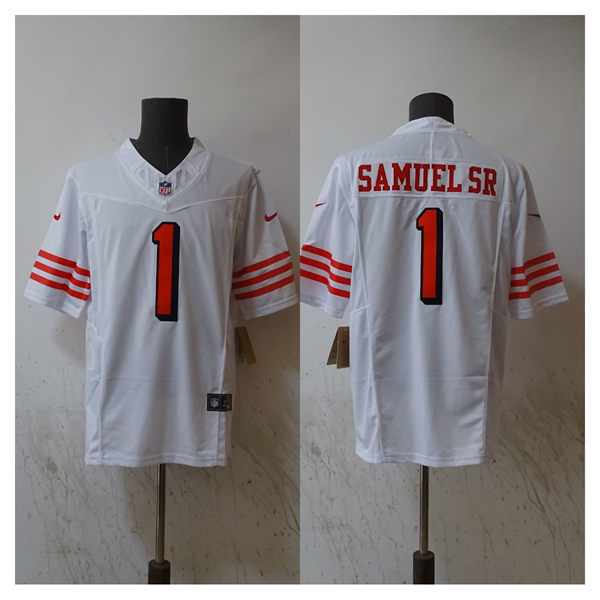  Men's San Francisco 49ers #1 Deebo Samuel Sr Nike White Alternate F.U.S.E. Vapor Limited Jersey 