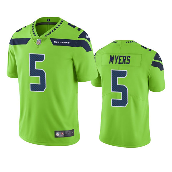  Men's Seattle Seahawks #5 Jason Myers Nike Neon Green Color Rush Limited Jersey 