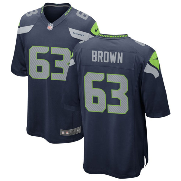 Men's Seattle Seahawks #63 Evan Brown Nike Navy Team Color Vapor Limited Jersey 