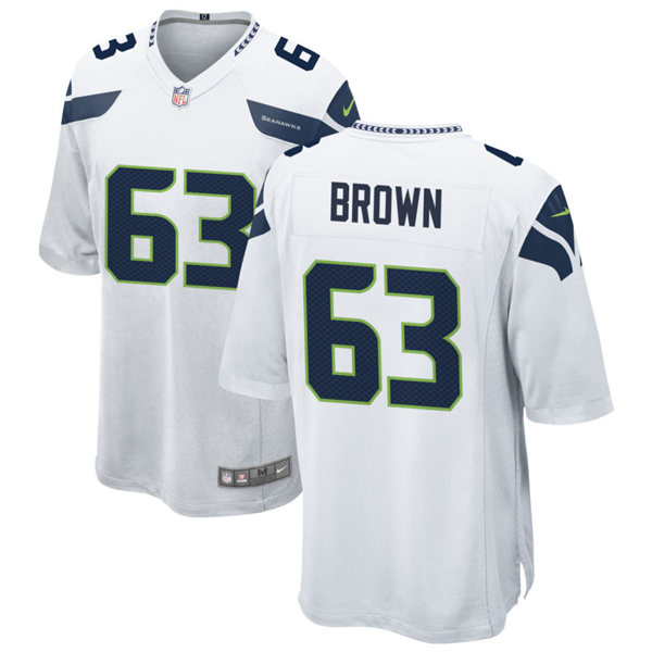  Men's Seattle Seahawks #63 Evan Brown Nike White Vapor Limited Jersey 