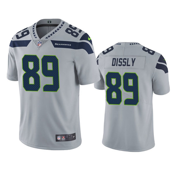  Men's Seattle Seahawks #89 Will Dissly Nike Gray Alternate Vapor Limited Jersey 