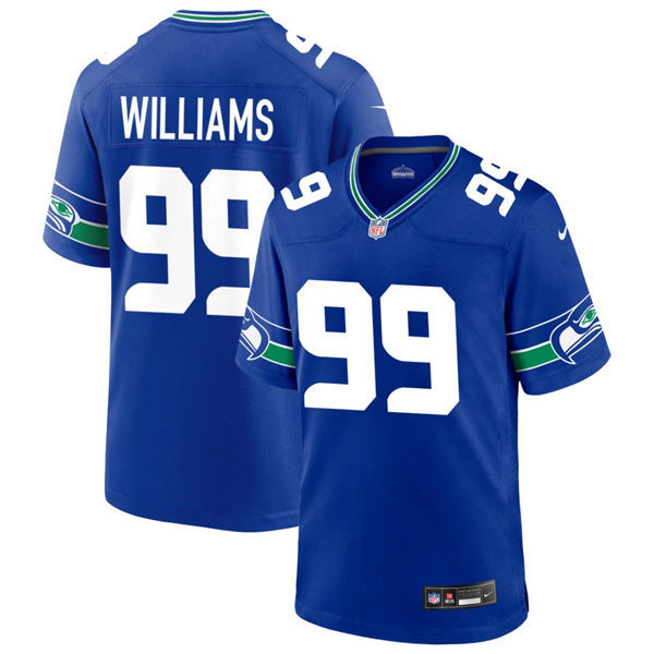  Men's Seattle Seahawks #99 Leonard Williams Royal Throwback F.U.S.E. Limited Jersey 