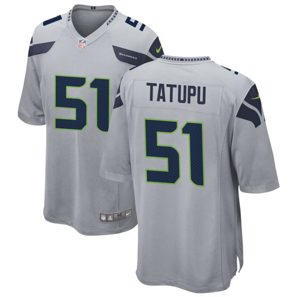  Men's Seattle Seahawks Retired Player #51 Lofa Tatupu Nike Gray Alternate Vapor Limited Jersey 