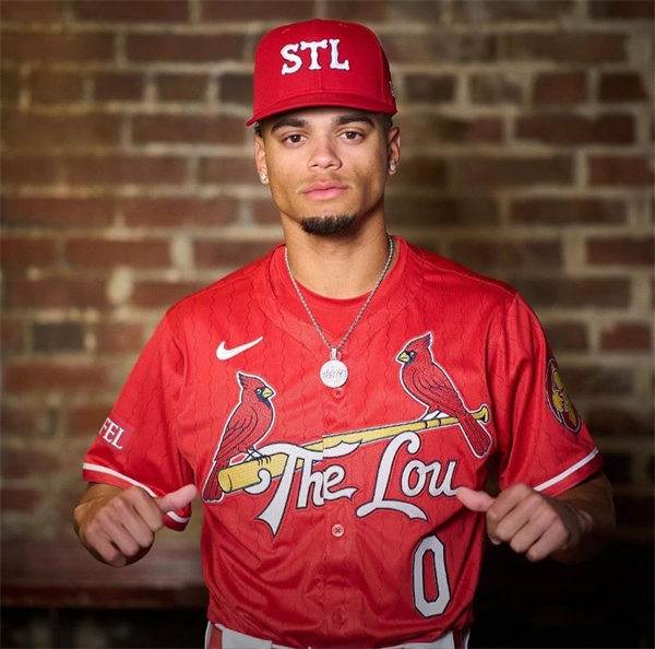  Men's St. Louis Cardinals #0 Masyn Winn Red 2024 City Connect Limited Jersey 