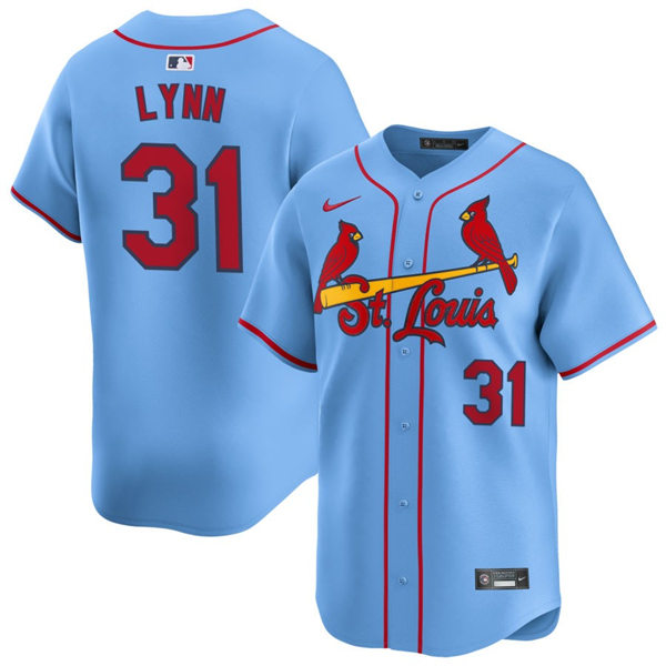  Men's St. Louis Cardinals #31 Lance Lynn Nike Light Blue Alternate Limited Jersey 