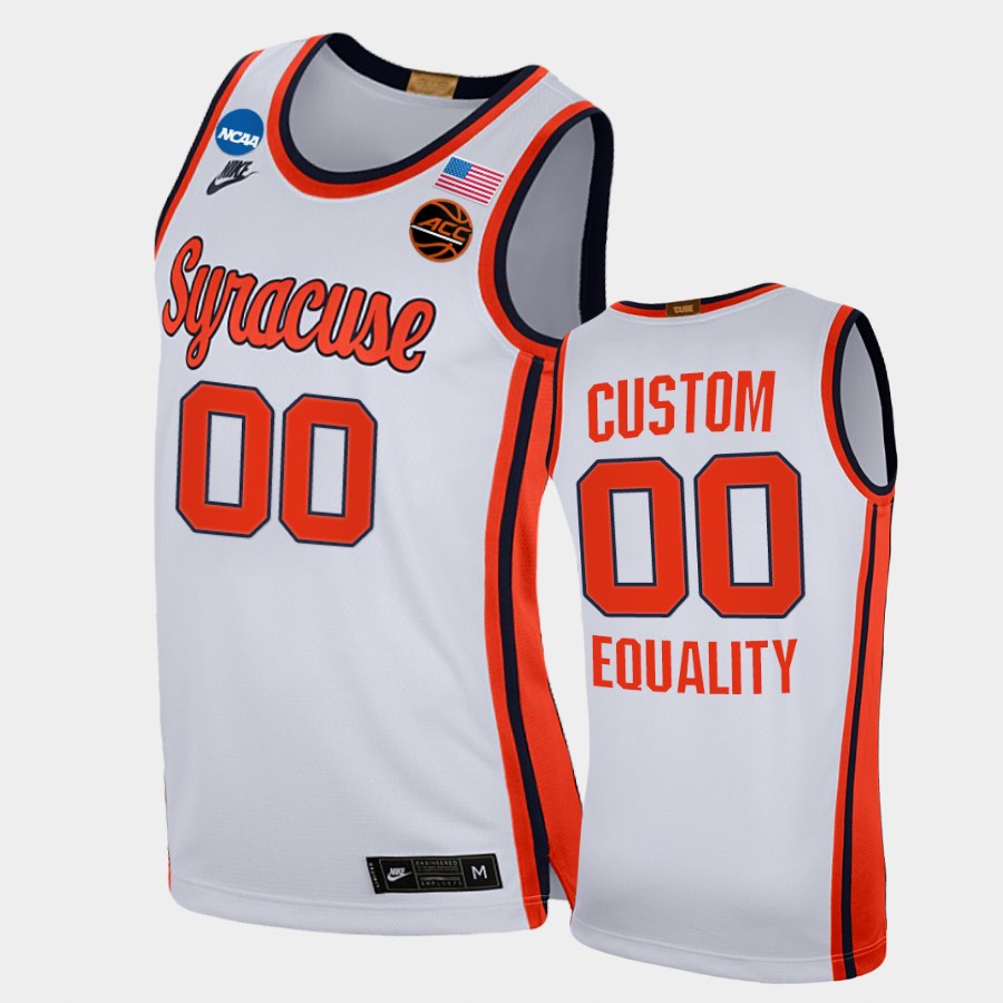  Men's Syracuse Orange Custom Nike White  EQUALITY College Basketball Jersey 