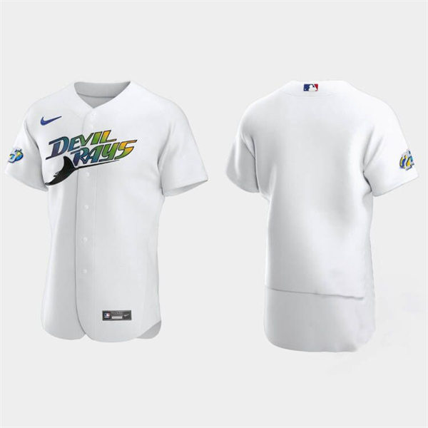  Men's Tampa Bay Rays Blank White 25th Anniversary Authentic Jersey 