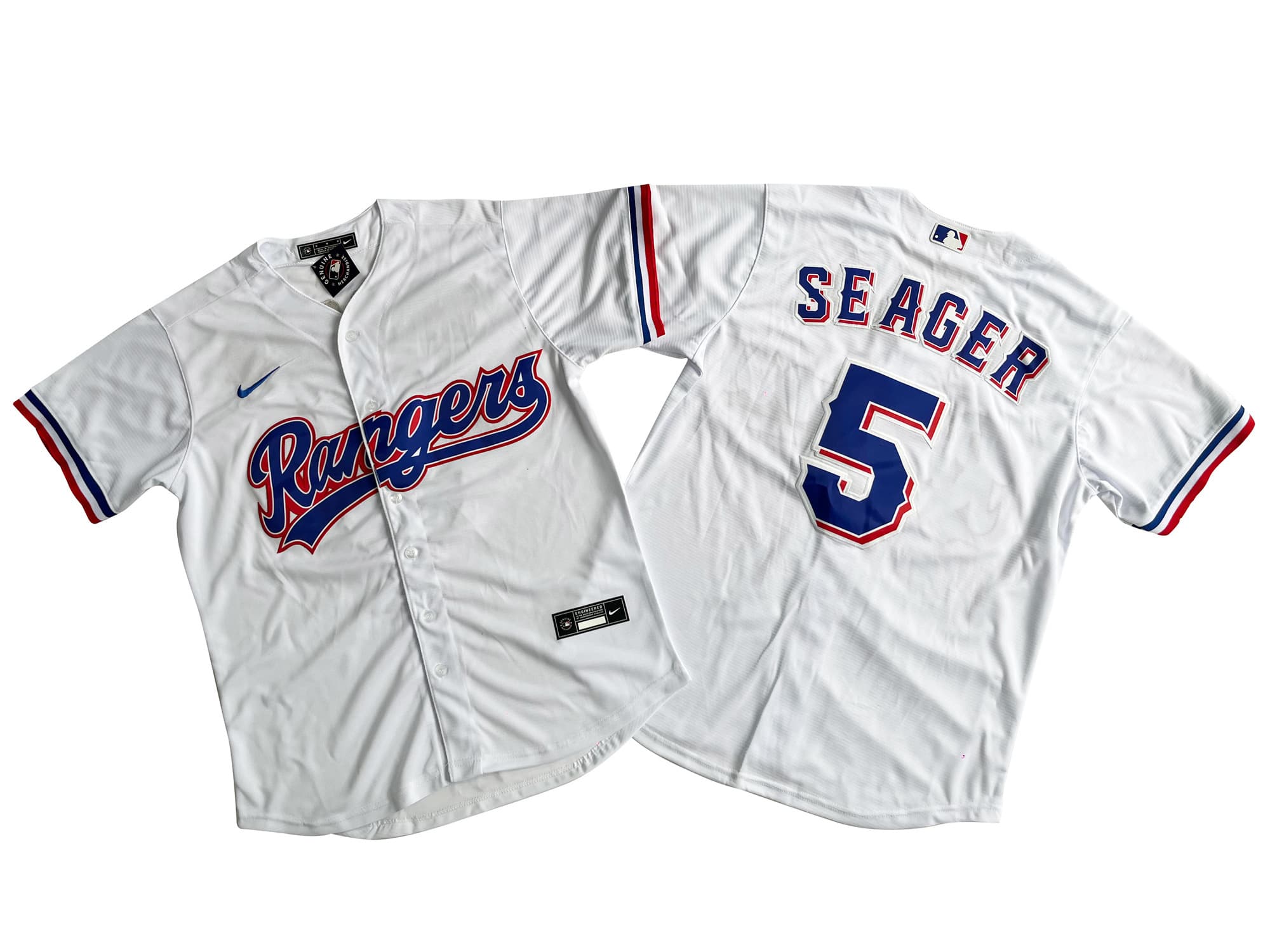 -Men's Texas Rangers 5# Corey Seager Nike White Player Jersey