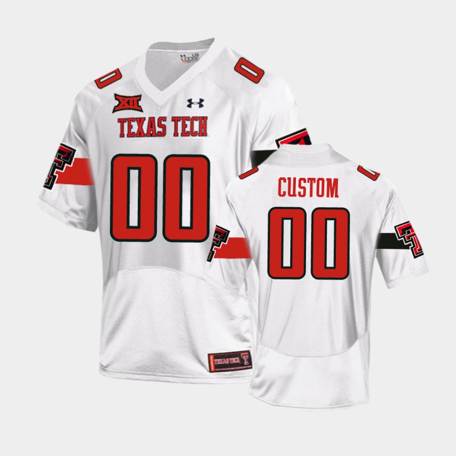  Men's Texas Tech Red Raiders Custom 2020 White Under Armour College Football Jersey 
