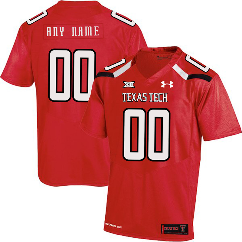  Men's Texas Tech Red Raiders Custom Under Armour 2018 Red Football Jersey 