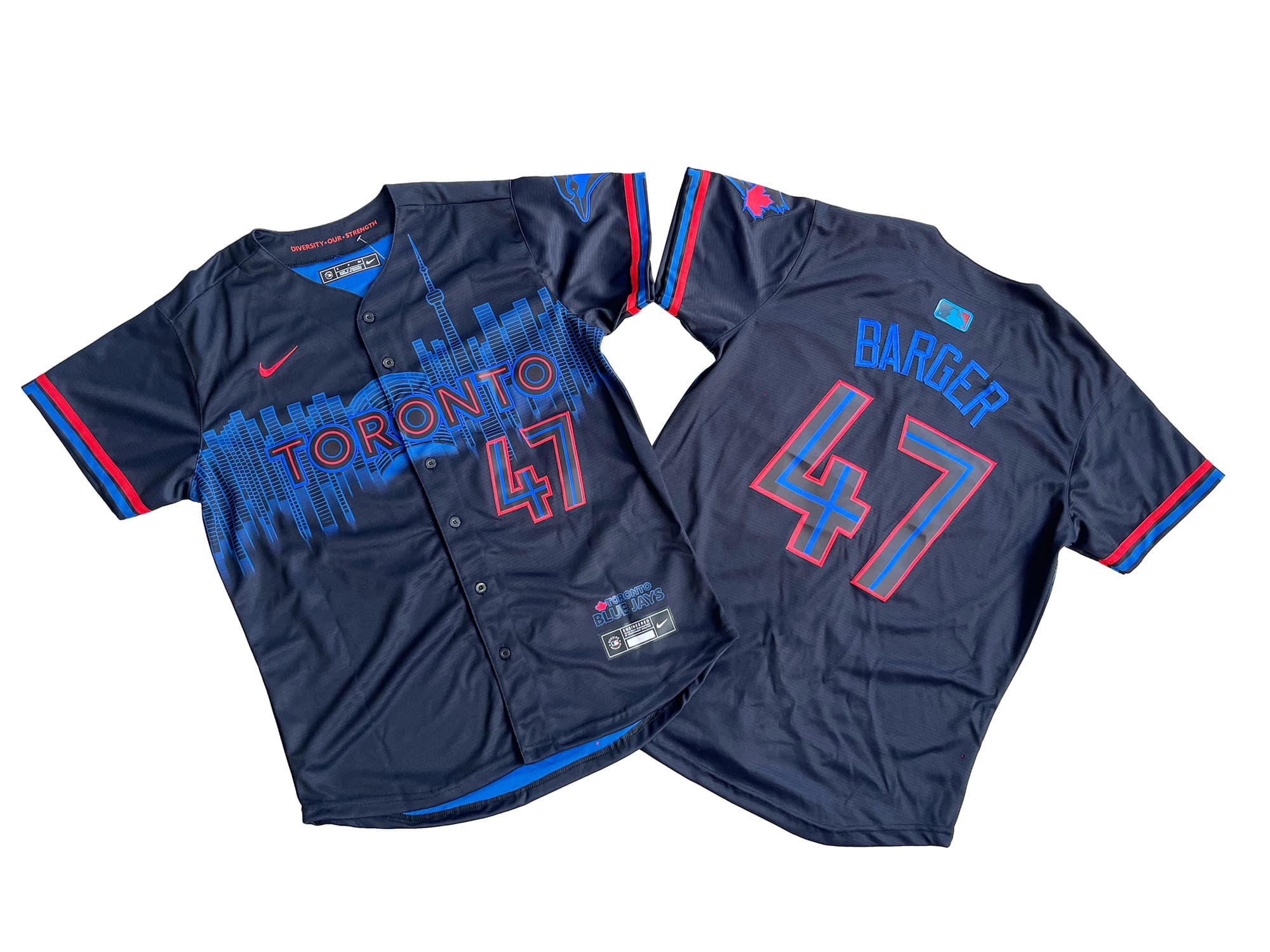 -Men's Toronto Blue Jays 47# Addison Barger Nike Black 2024 City Connect Limited Player Jersey