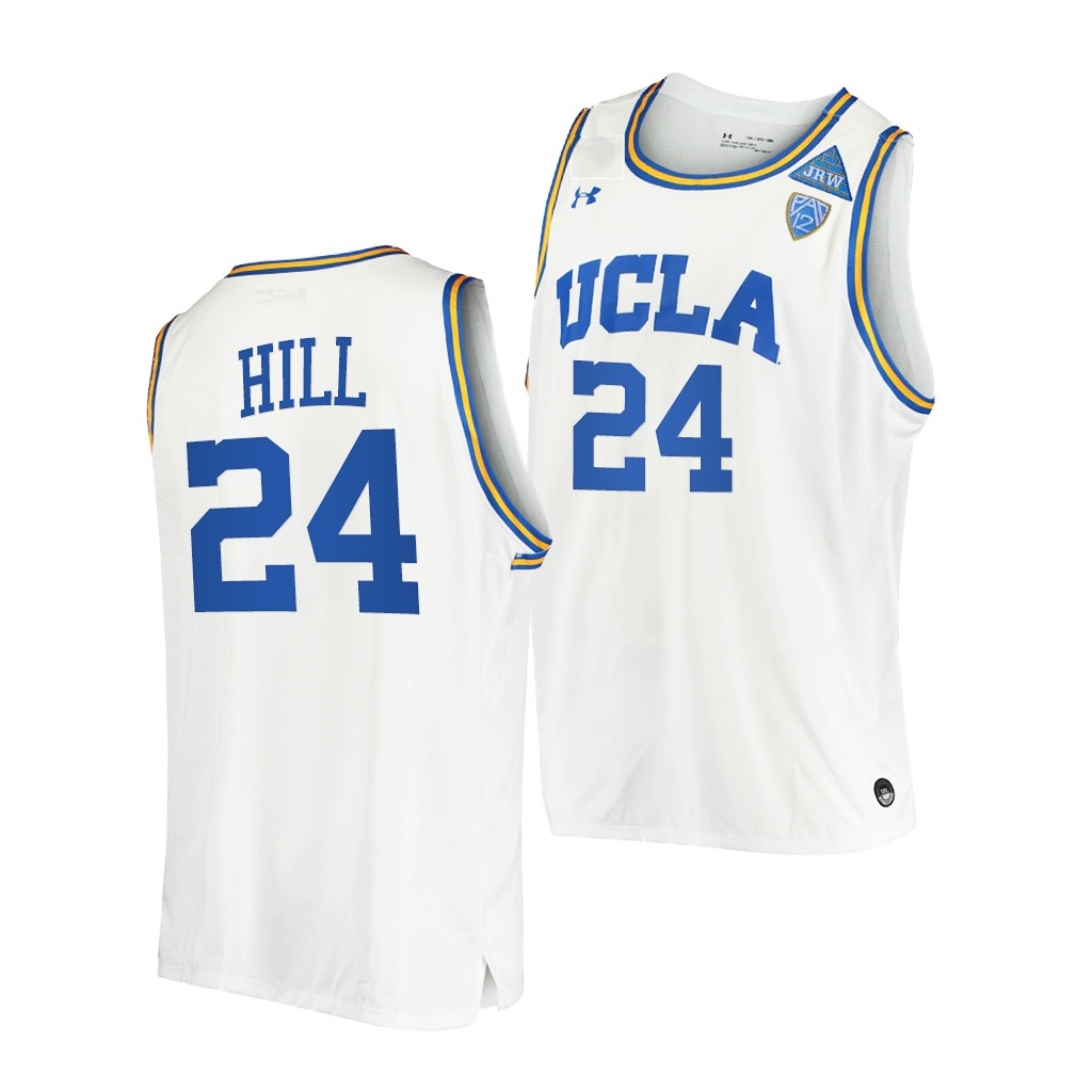  Men's UCLA Bruins #24 Jalen Hill Under Armour White Basketball Jersey
