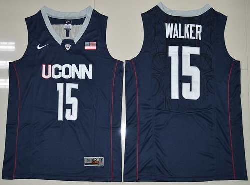  Men's Uconn Huskies #15 Kemba Walker Navy Blue College Basketball Authentic Jersey