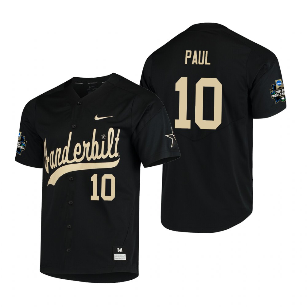  Men's Vanderbilt Commodores #10 Ethan Paul Nike Black Gold College Baseball Jersey