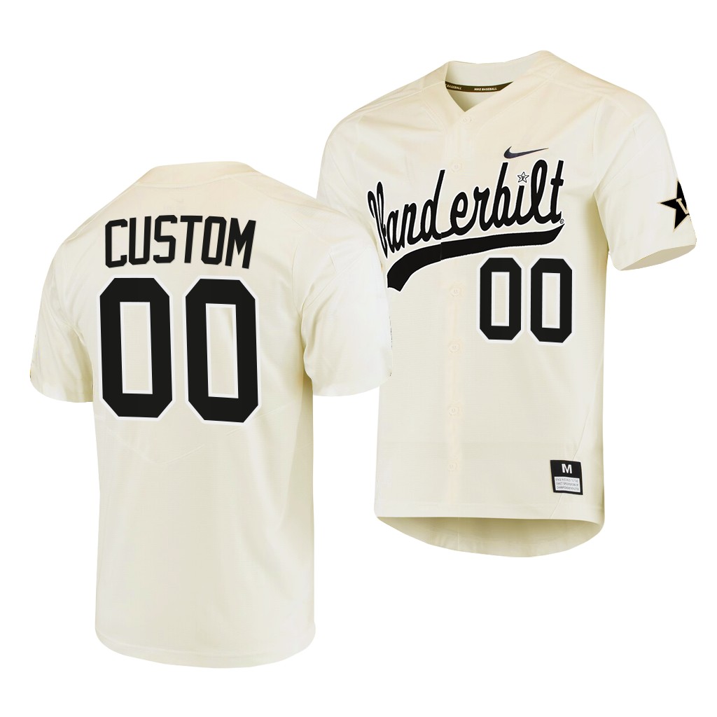  Men's Vanderbilt Commodores Custom Diamonds Nike Cream College Game Baseball Jersey 
