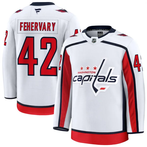  Men's Washington Capitals #42 Martin Fehervary Fanatics Away White Premium Jersey 