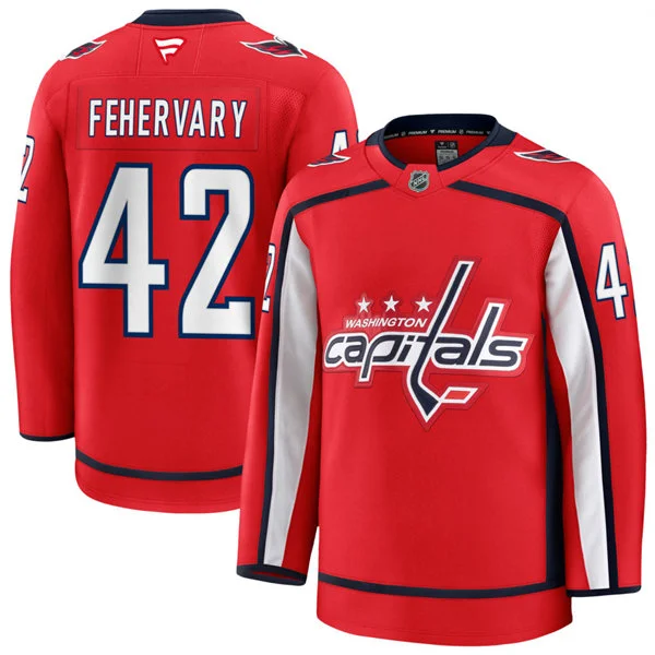  Men's Washington Capitals #42 Martin Fehervary Fanatics Home Red Premium Jersey 
