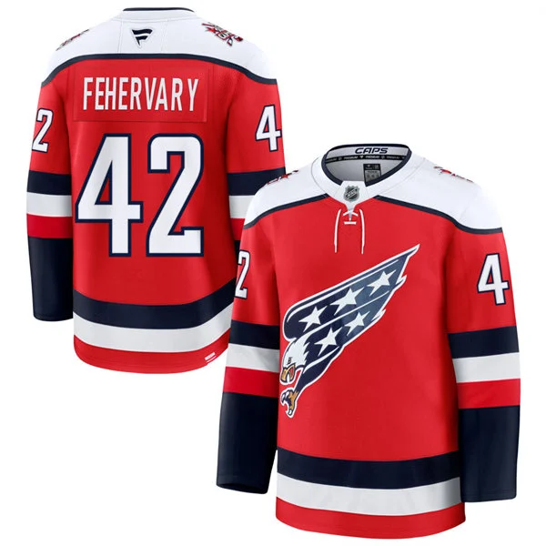  Men's Washington Capitals #42 Martin Fehervary Red Screaming Eagle Alternate Premium Jersey 