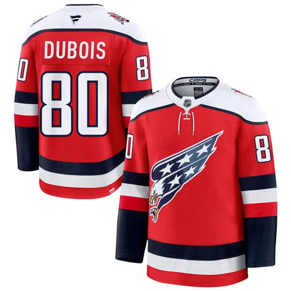  Men's Washington Capitals #80 Pierre-Luc Dubois Red Screaming Eagle Alternate Premium Jersey 