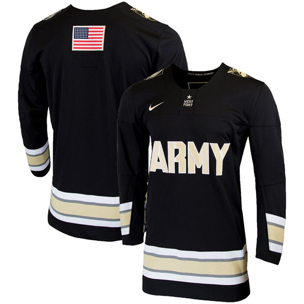 Men's Youth Army Black Knights Custom Nike Black College Hockey Game Jersey 