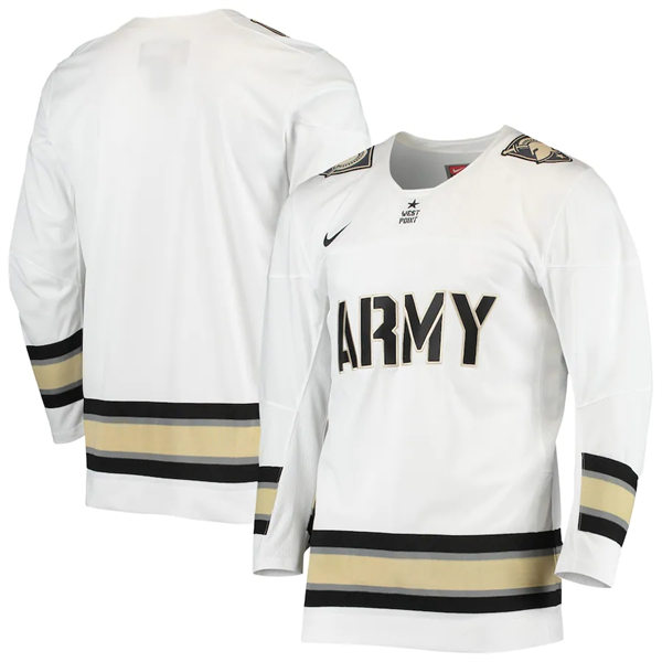  Men's Youth Army Black Knights Custom Nike White College Hockey Game Jersey 