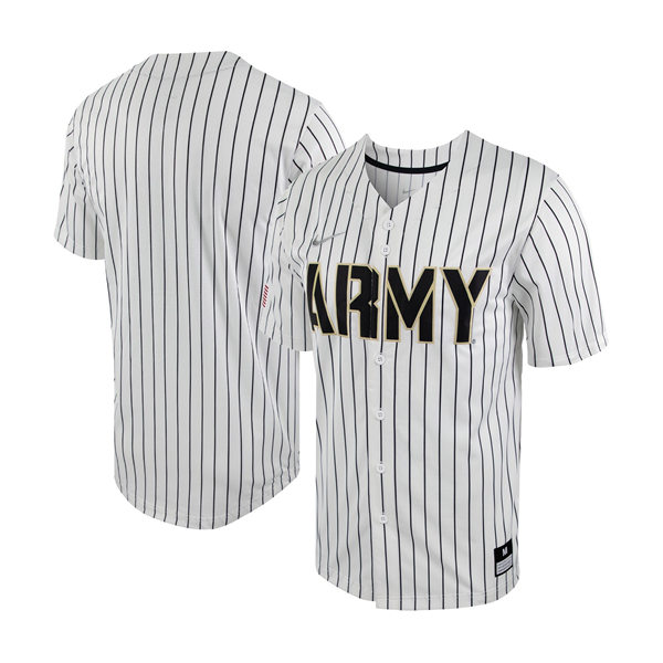  Men's Youth Army Black Knights Custom Nike White Pinstrip College Baseball Game Jersey 