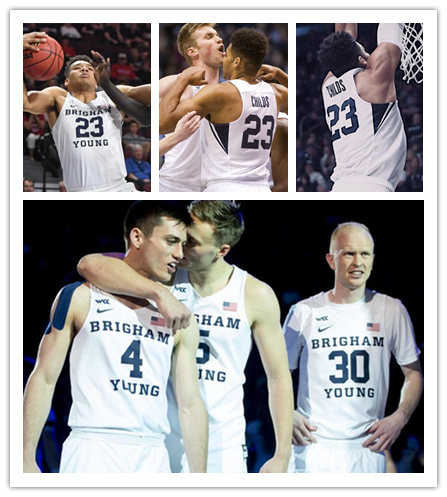  Men's Youth BYU Cougars Custom 2020 White Navy College Basketball Jersey 