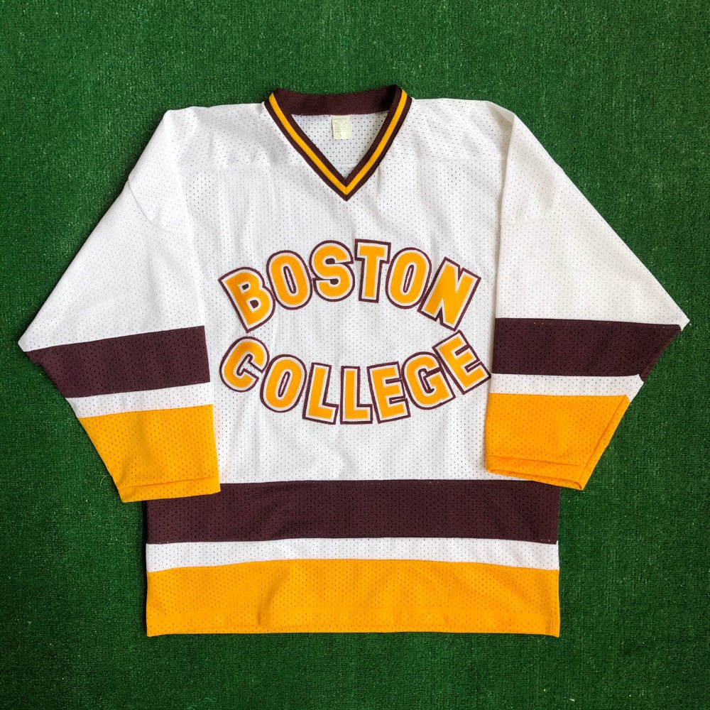  Men's Youth Boston College Eagles Custom 1990's White Retro Hockey Jersey 