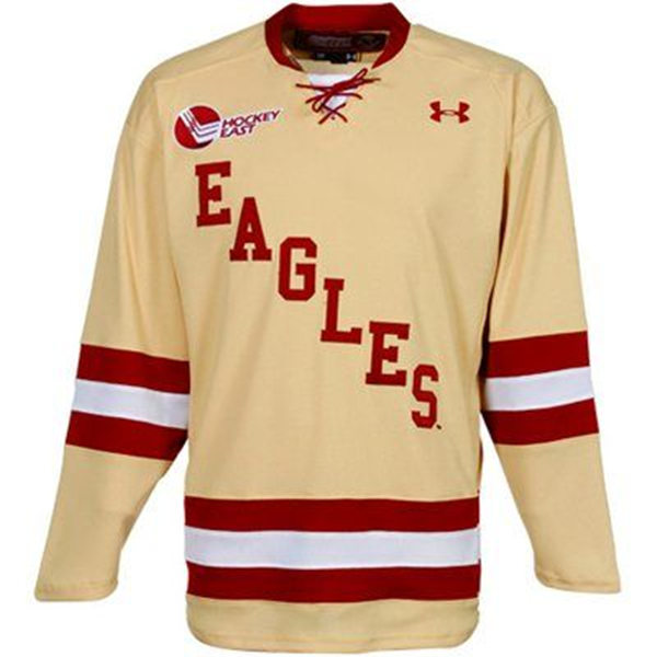  Men's Youth Boston College Eagles Custom 2012 gold alternates Hockey Jersey 
