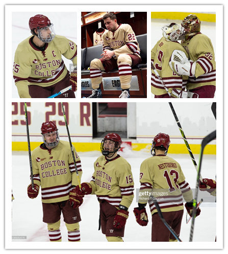  Men's Youth Boston College Eagles Custom New Balance 2022-23 Gold Hockey Game Jersey 