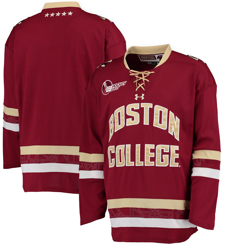  Men's Youth Boston College Eagles Custom Under Armour 2014-2018 Maroon primaries Hockey Jersey  