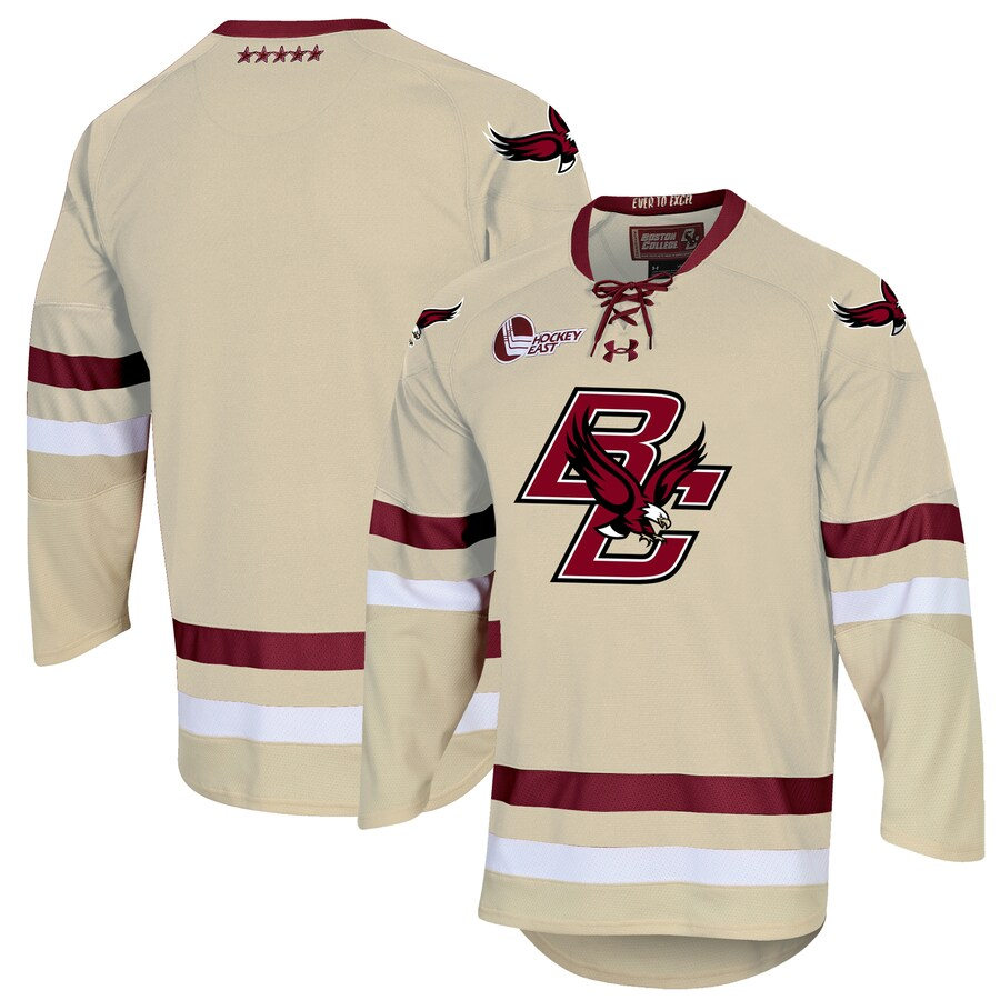  Men's Youth Boston College Eagles Custom Under Armour 2020 Gold alternates Hockey Jersey 