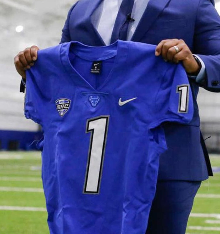  Men's Youth Buffalo Bulls Custom Nike 2022 Blue College football Game Jersey 