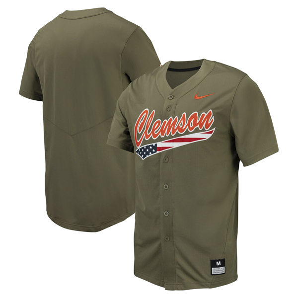  Men's Youth Clemson Tigers Custom Nike 2024 Olive Baseball Game Jersey 