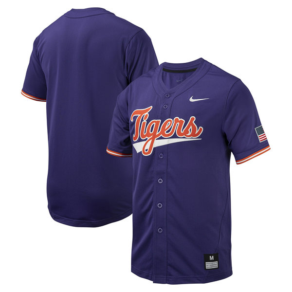  Men's Youth Clemson Tigers Custom Nike 2024 Purple Baseball Game Jersey 