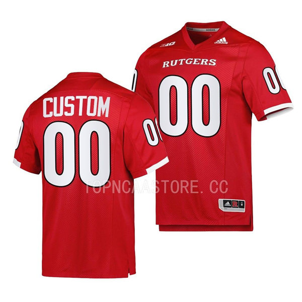  Men's Youth Custom Rutgers Scarlet Knights Adidas Scarlet Rutgers College Football Jersey 