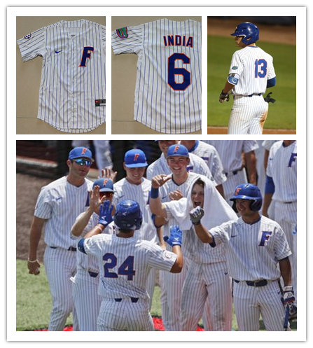  Men's Youth Florida Gators Custom Brady Singer JJ. Schwarz Jonathan India Mike Zunino Nike White Pinstripe College Baseball Jersey 