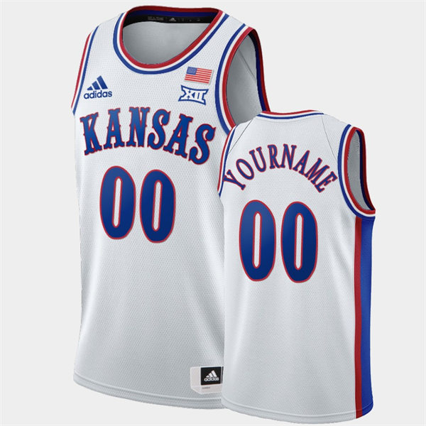  Men's Youth Kansas Jayhawks Custom adidas White Retro 1970's Basketball Jersey 