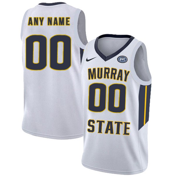 Men's Youth Murray State Racers Custom 2019-20 White College Basketball Game Jersey 