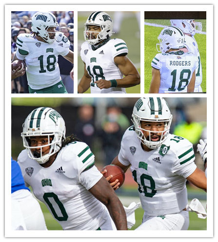  Men's Youth Ohio Bobcats Custom Adidas White College Football Game Jersey  