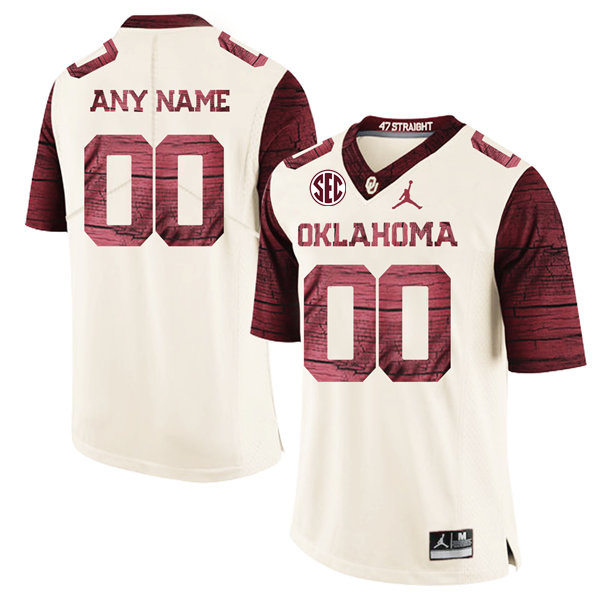  Men's Youth Oklahoma Sooners Custom 2024 SEC Cream Limited  Football Jersey 