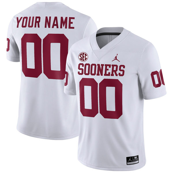  Men's Youth Oklahoma Sooners Custom 2024 SEC White Football Jersey 