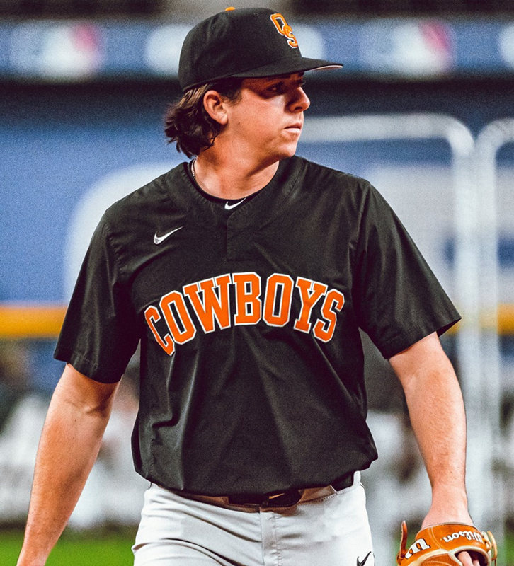  Men's Youth Oklahoma State Cowboys Custom 2023 Black Two Button Pullover Baseball Jersey 
