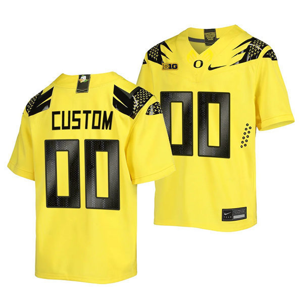  Men's Youth Oregon Ducks Custom 2024 BIG Ten Alternate Game Football Jersey - Yellow 