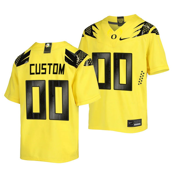  Men's Youth Oregon Ducks Custom Nike Yellow College Football Game Jersey 