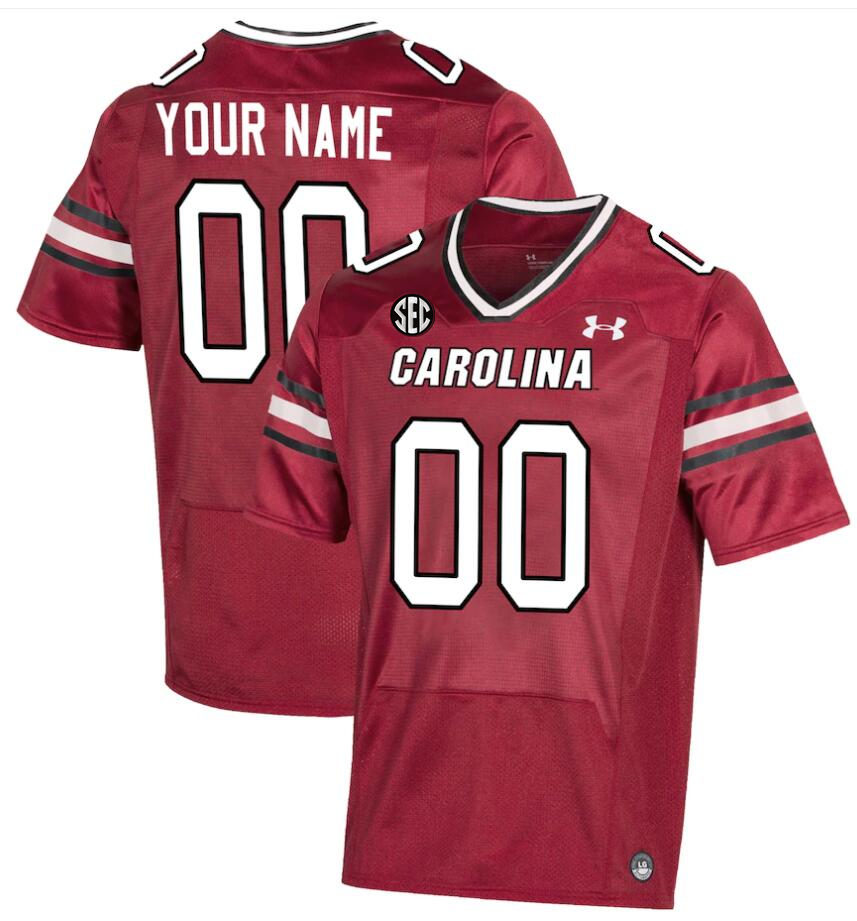  Men's Youth South Carolina Gamecocks Custom 2019 Garnet Under Armour College Football Game Jersey 