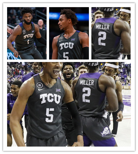  Men's Youth TCU Horned Frogs Custom Nike 2020 Black TCU College Basketball Game Jersey 