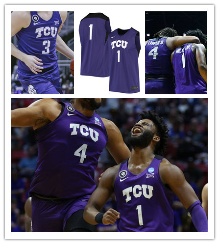  Men's Youth TCU Horned Frogs Custom Nike 2020 Purple TCU College Basketball Game Jersey 