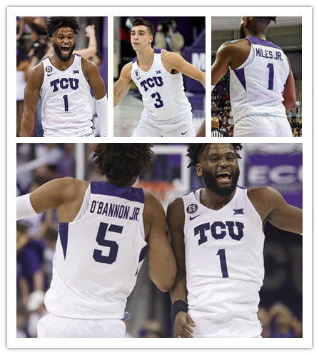  Men's Youth TCU Horned Frogs Custom Nike 2020 White TCU College Basketball Game Jersey 